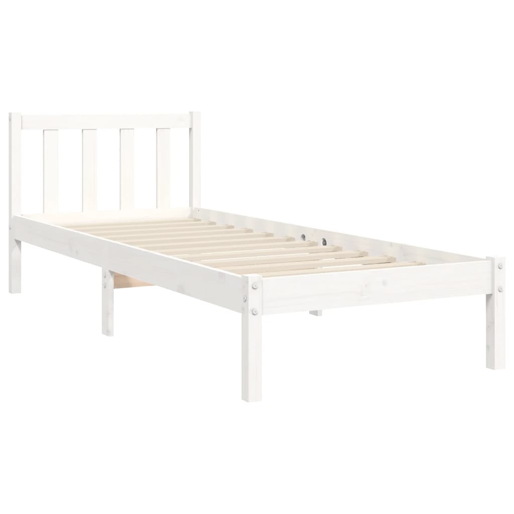 Bedframe met hoofdbord massief hout wit