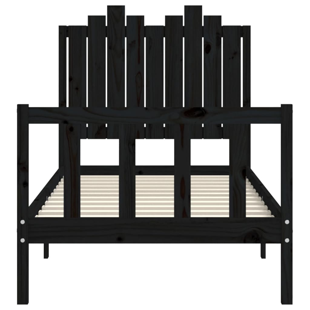 Bedframe met hoofdeinde massief hout zwart 90x190 cm Bedden & bedframes | Creëer jouw Trendy Thuis | Gratis bezorgd & Retour | Trendy.nl