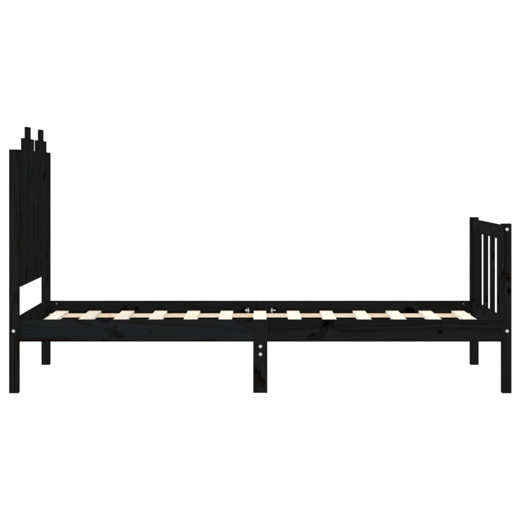 Bedframe met hoofdeinde massief hout zwart 90x190 cm Bedden & bedframes | Creëer jouw Trendy Thuis | Gratis bezorgd & Retour | Trendy.nl