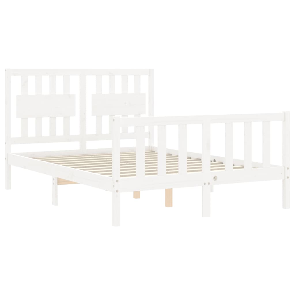 Bedframe met hoofdbord massief hout wit