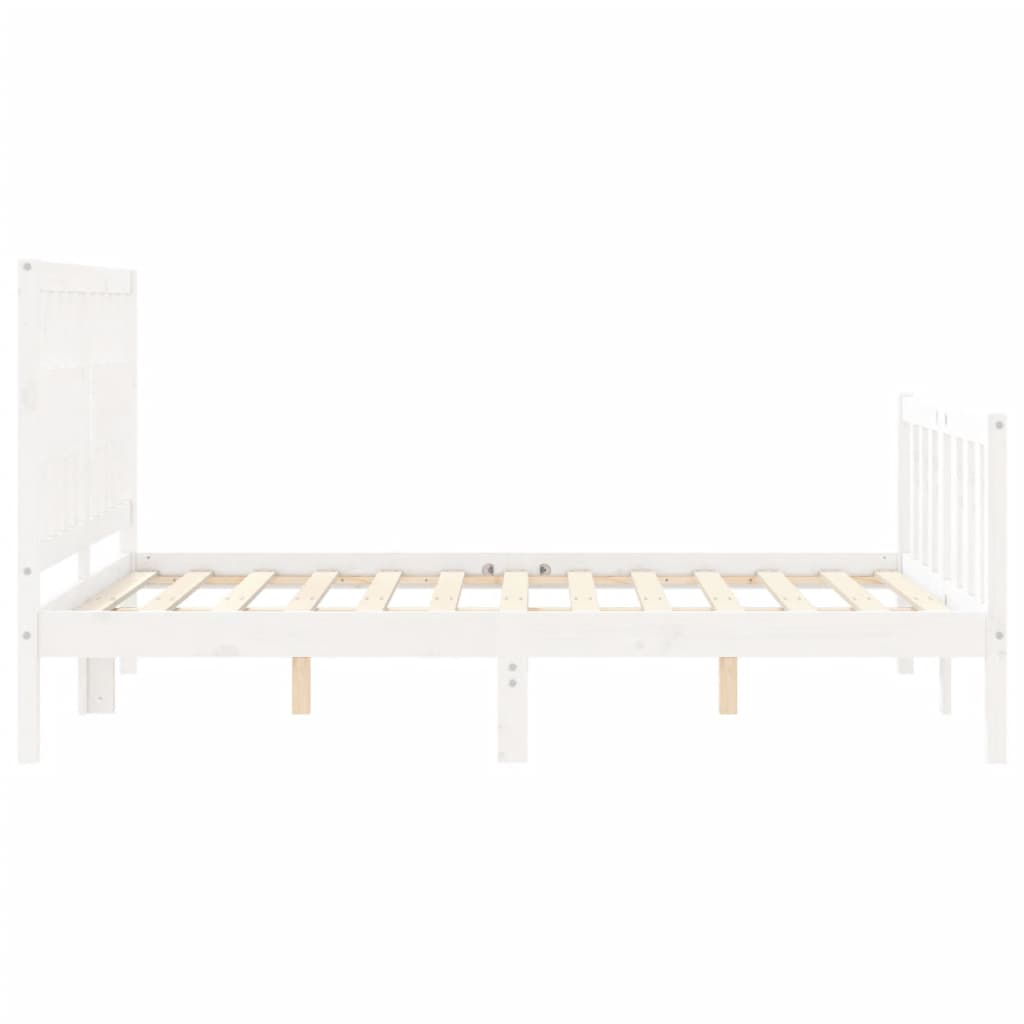 Bedframe met hoofdbord massief hout wit