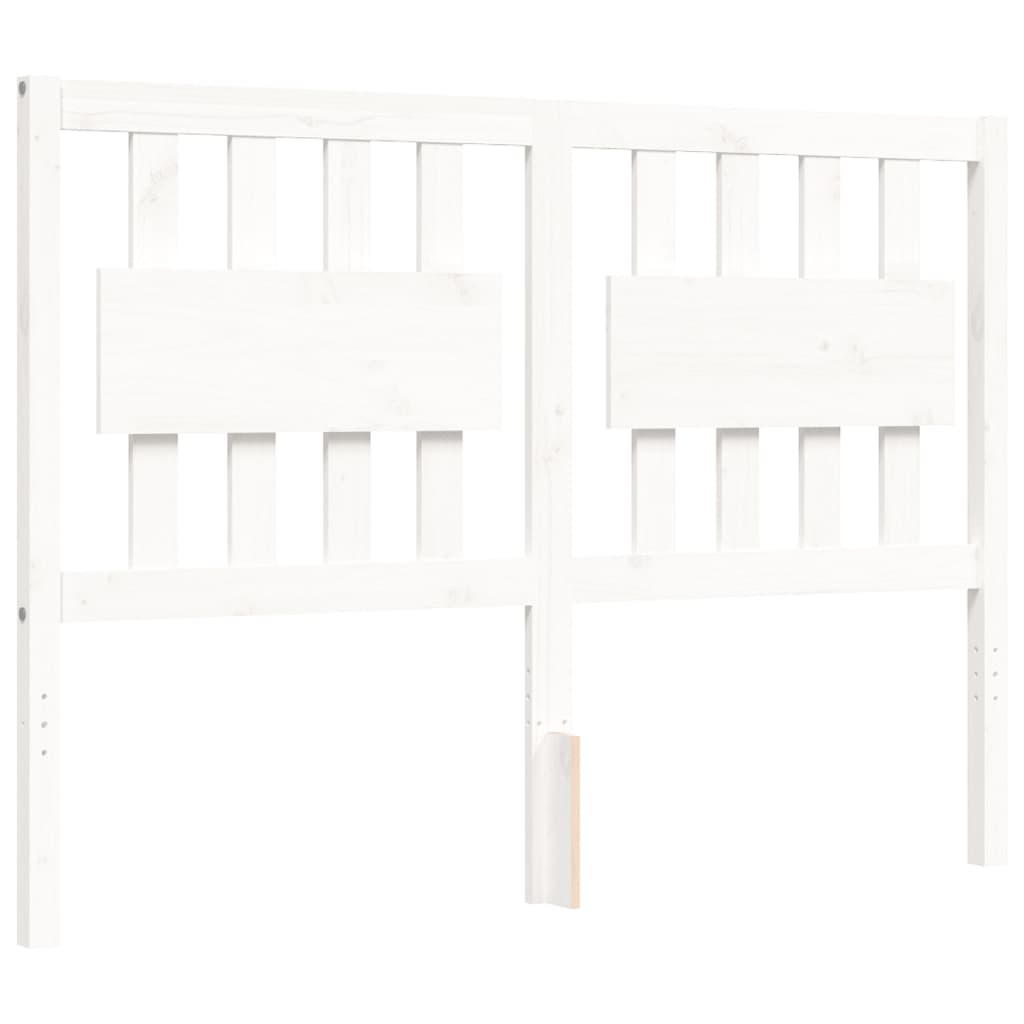 Bedframe met hoofdbord massief hout wit