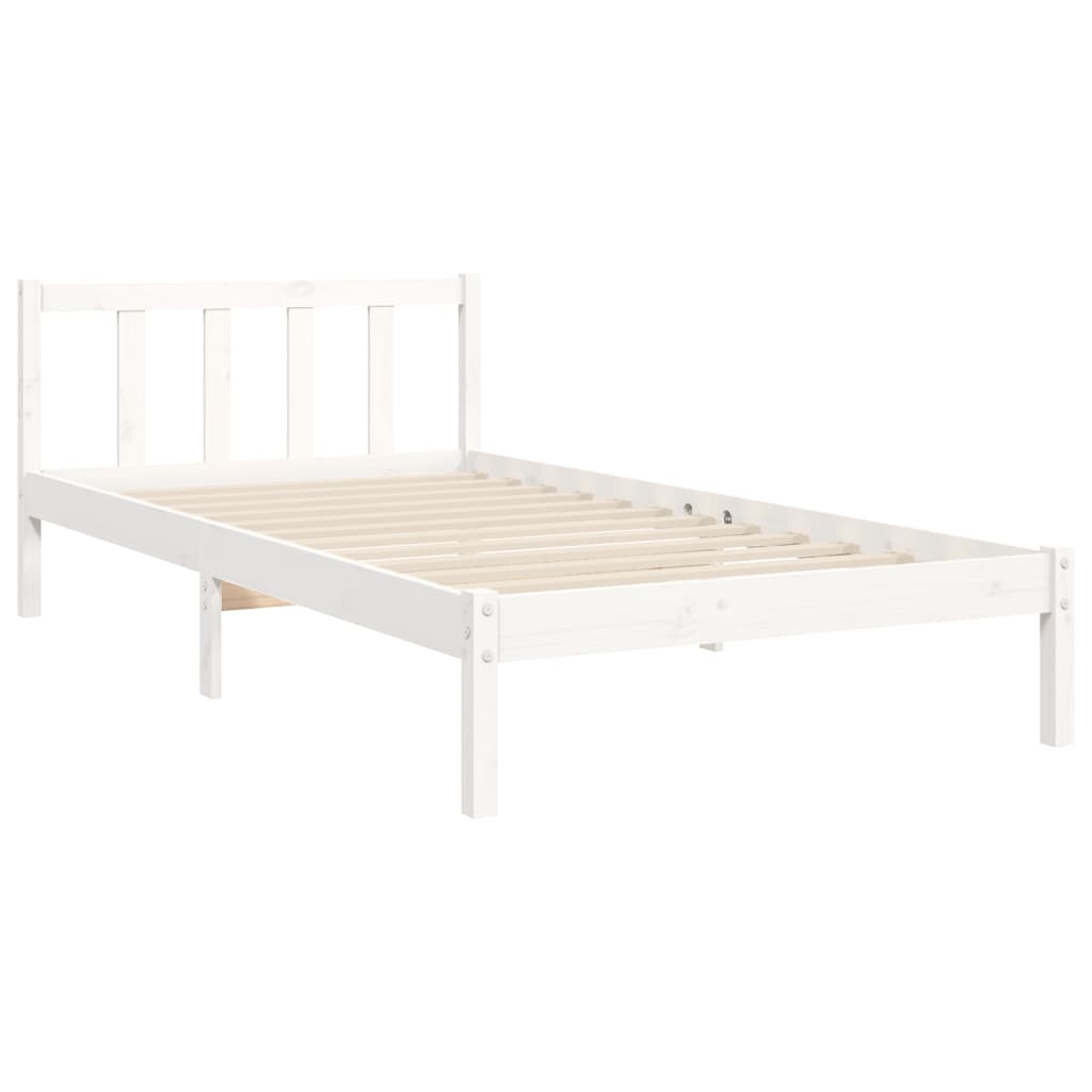 Bedframe zonder matras massief grenenhout wit 140x200 cm