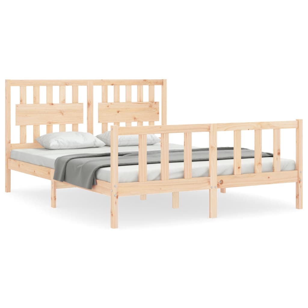 Bedframe met hoofdbord massief hout 160x200 cm Bedden & bedframes | Creëer jouw Trendy Thuis | Gratis bezorgd & Retour | Trendy.nl