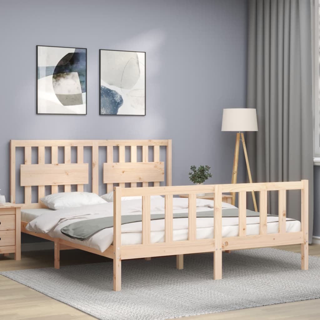 Bedframe met hoofdbord massief hout 160x200 cm Bedden & bedframes | Creëer jouw Trendy Thuis | Gratis bezorgd & Retour | Trendy.nl