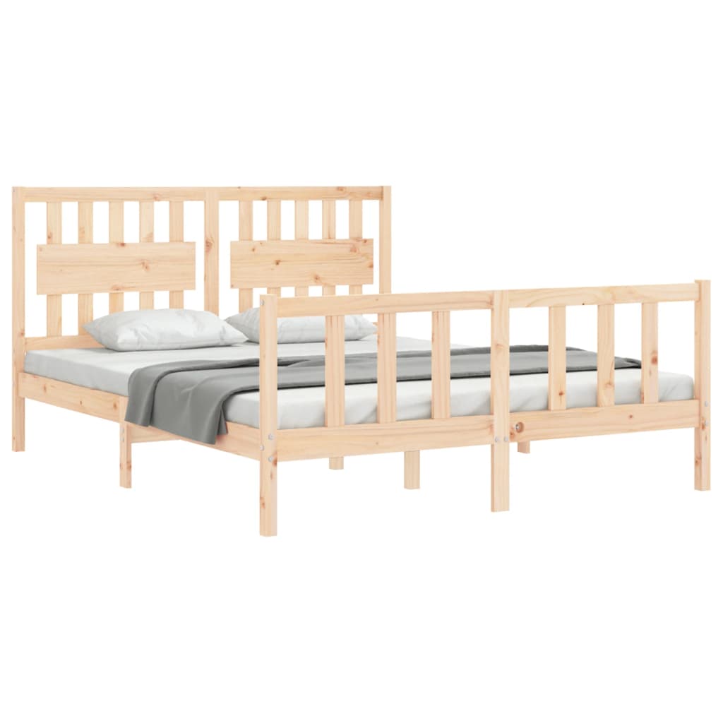 Bedframe met hoofdbord massief hout 160x200 cm Bedden & bedframes | Creëer jouw Trendy Thuis | Gratis bezorgd & Retour | Trendy.nl