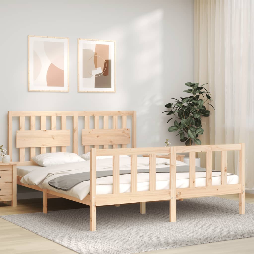 Bedframe met hoofdbord massief hout 160x200 cm Bedden & bedframes | Creëer jouw Trendy Thuis | Gratis bezorgd & Retour | Trendy.nl