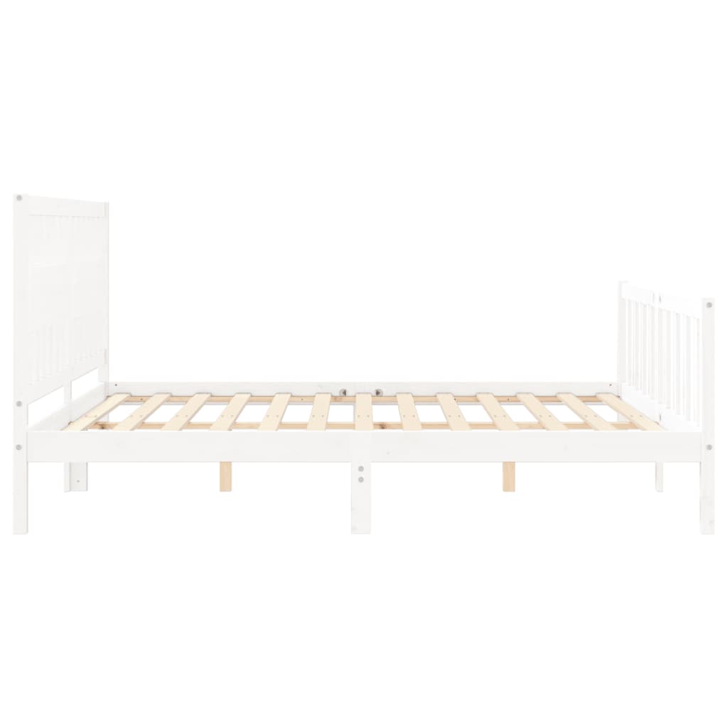 Bedframe met hoofdbord massief hout wit Super King Size