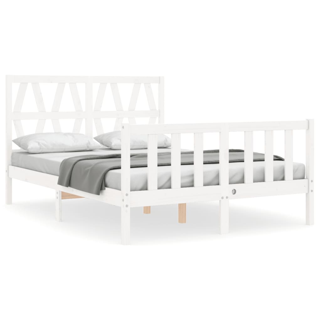 Bedframe met hoofdbord massief hout wit Bedden & bedframes | Creëer jouw Trendy Thuis | Gratis bezorgd & Retour | Trendy.nl