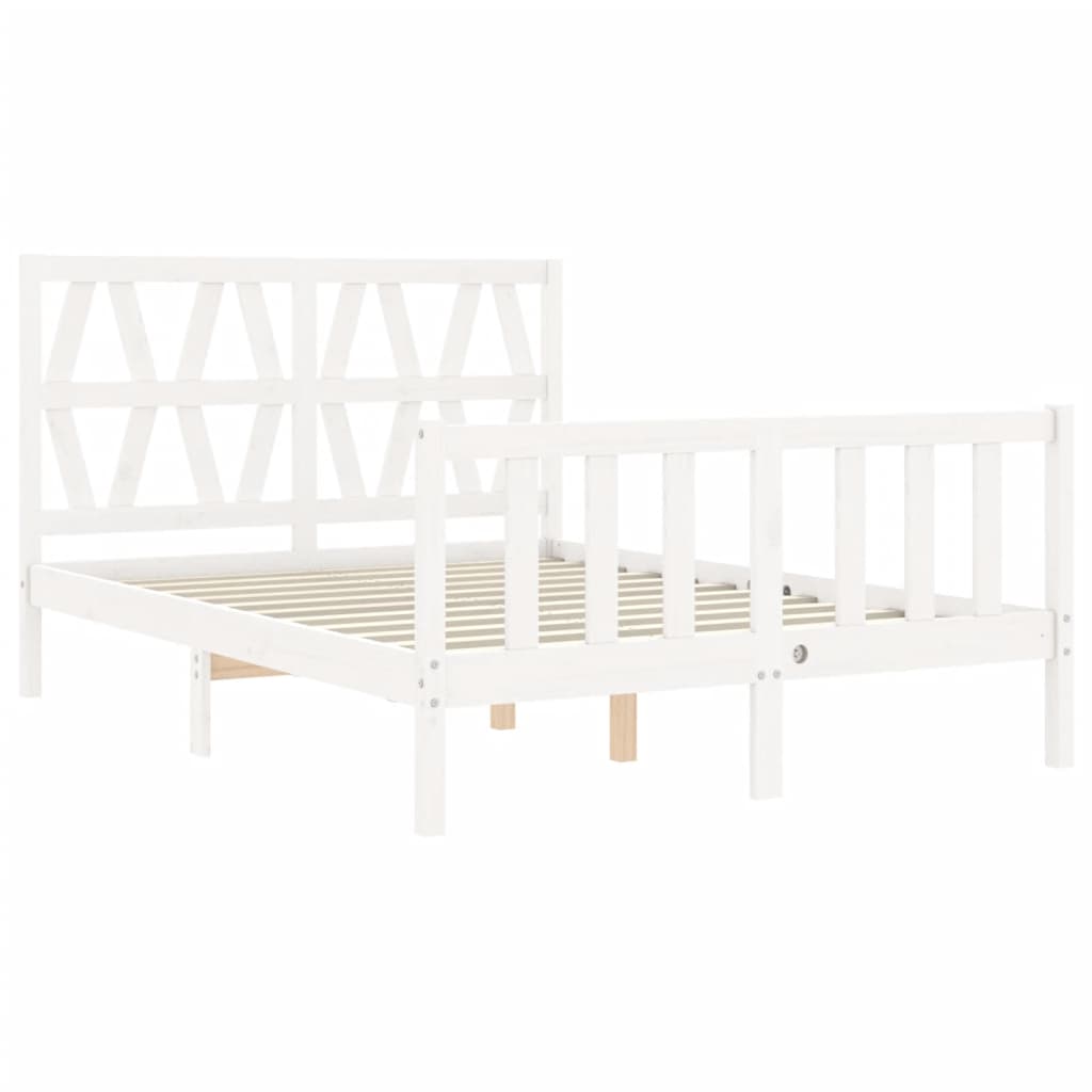 Bedframe met hoofdbord massief hout wit Bedden & bedframes | Creëer jouw Trendy Thuis | Gratis bezorgd & Retour | Trendy.nl