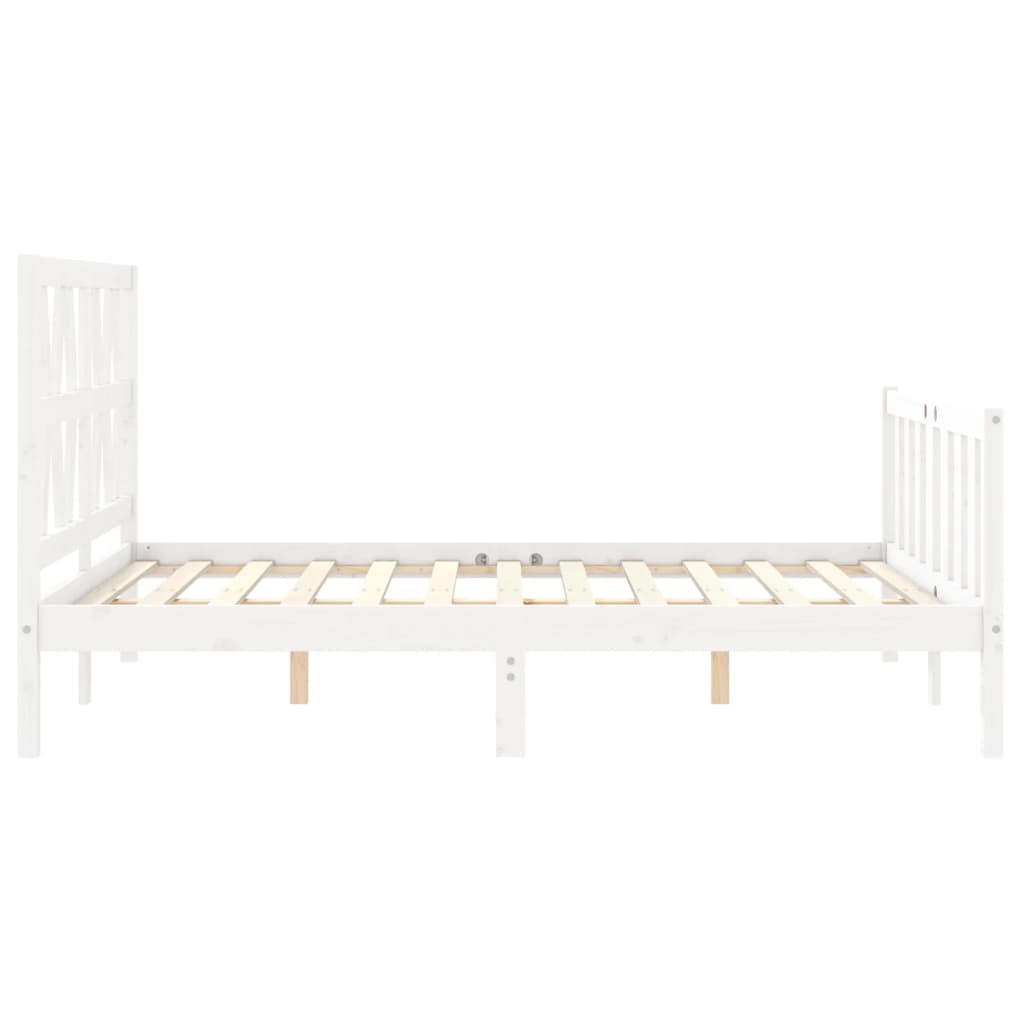 Bedframe met hoofdbord massief hout wit Bedden & bedframes | Creëer jouw Trendy Thuis | Gratis bezorgd & Retour | Trendy.nl