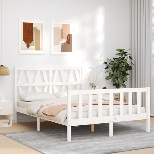 Bedframe met hoofdbord massief hout wit Bedden & bedframes | Creëer jouw Trendy Thuis | Gratis bezorgd & Retour | Trendy.nl