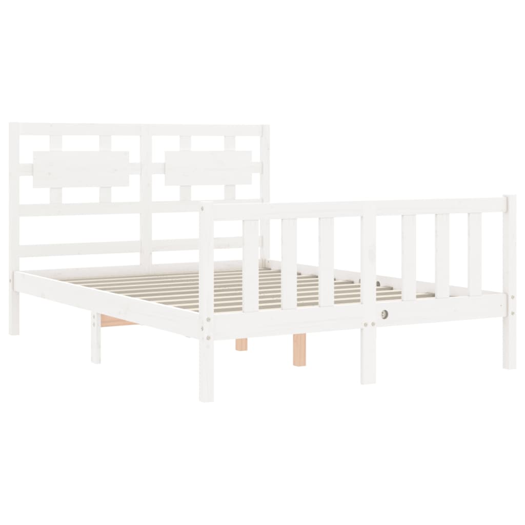 Bedframe met hoofdbord massief hout wit