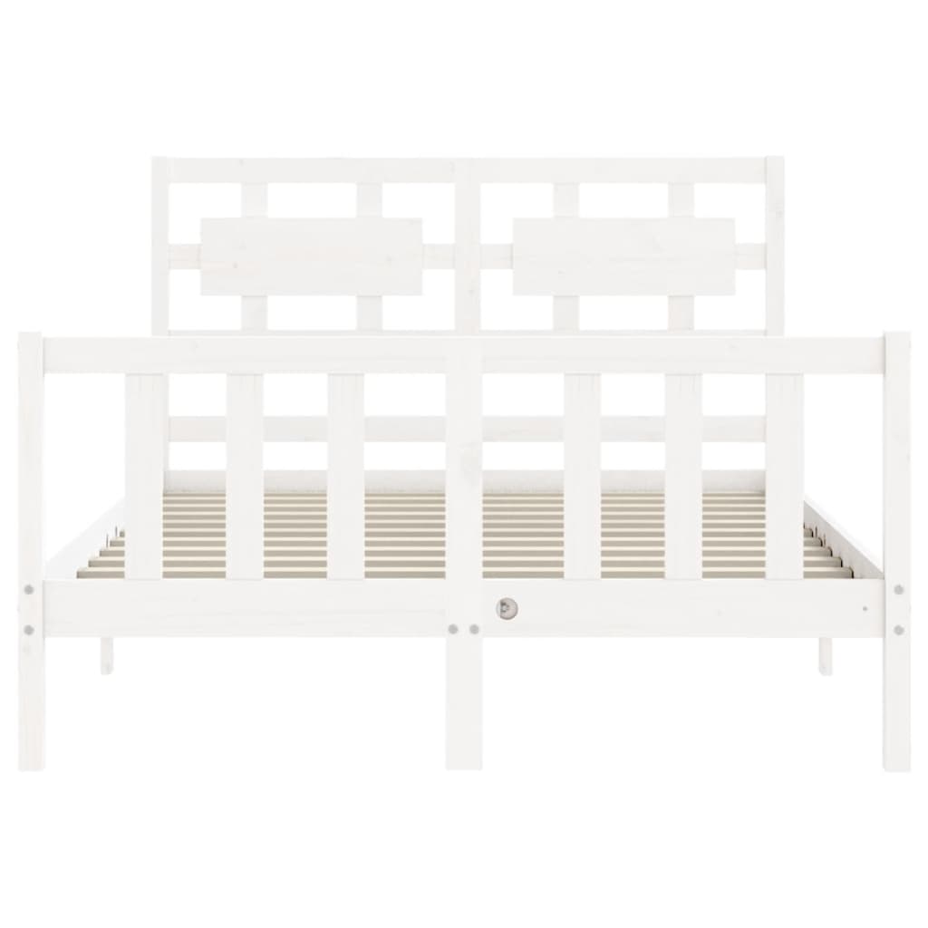 Bedframe met hoofdbord massief hout wit