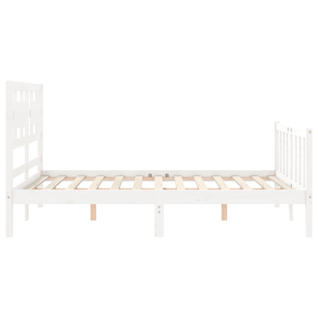 Bedframe met hoofdbord massief hout wit