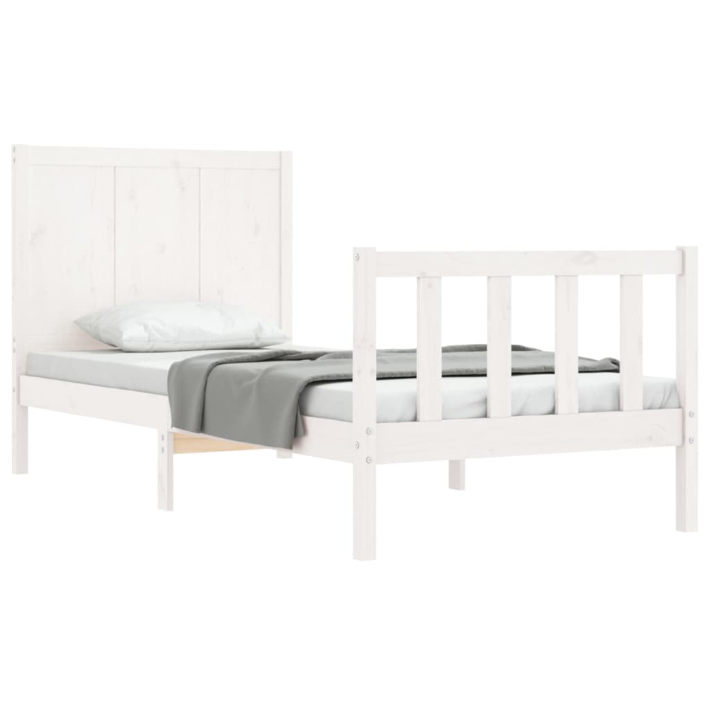 Bedframe met hoofdbord massief hout wit