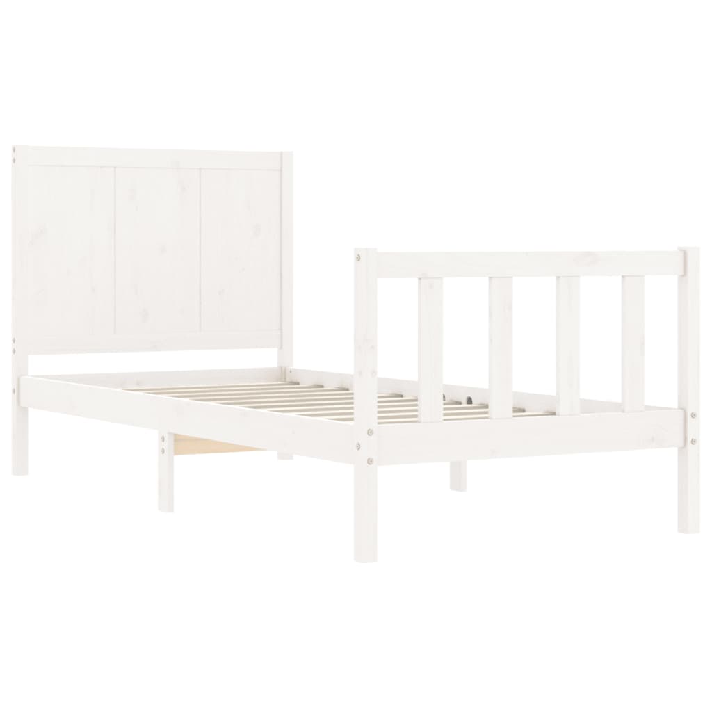 Bedframe met hoofdbord massief hout wit