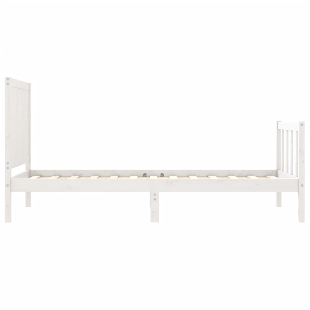 Bedframe met hoofdbord massief hout wit