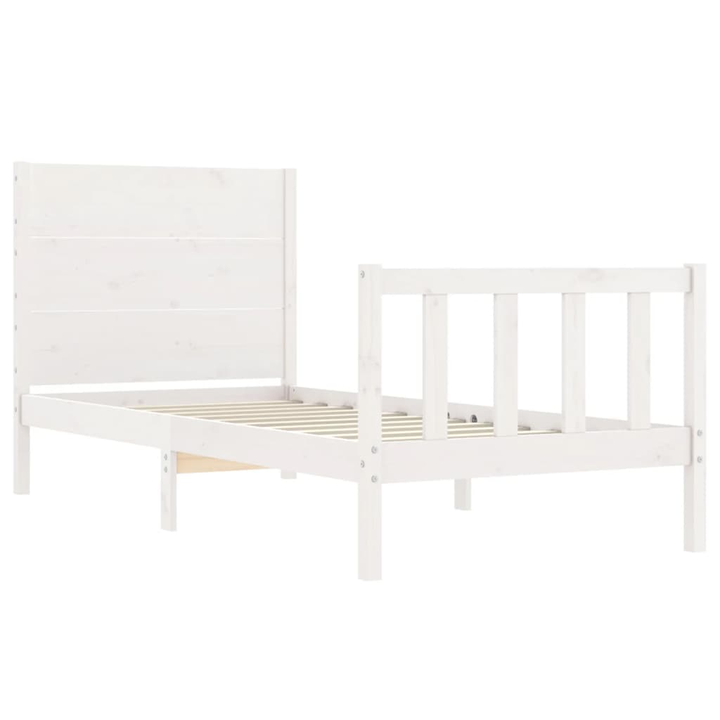 Bedframe met hoofdbord massief hout wit