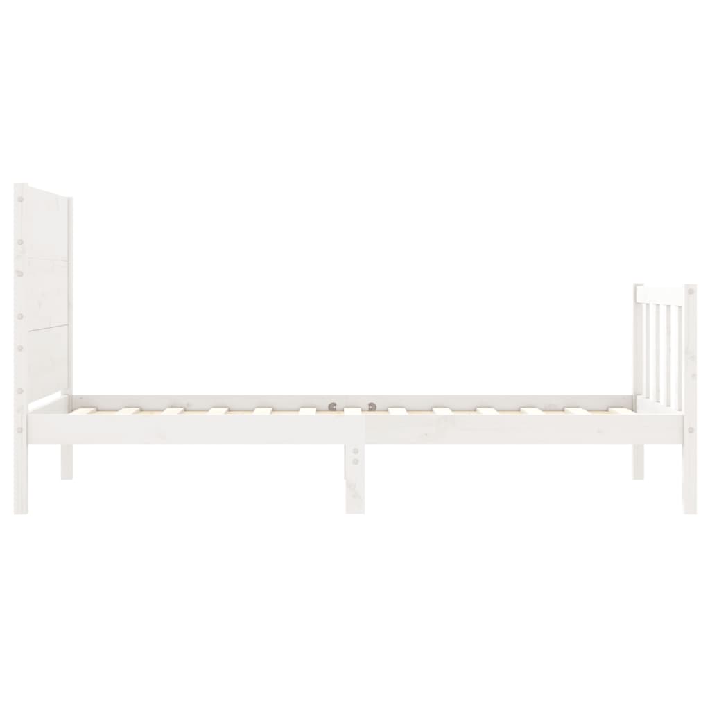 Bedframe met hoofdbord massief hout wit