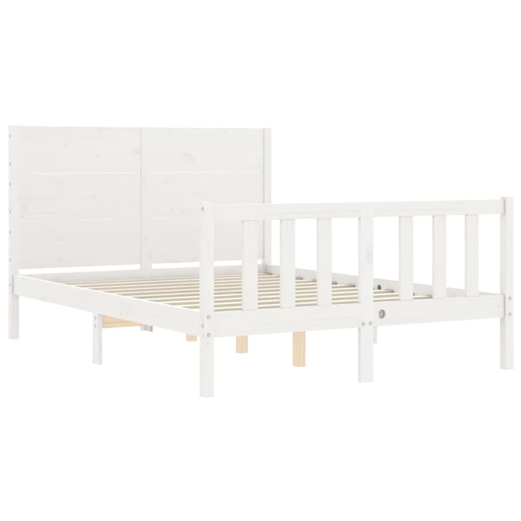 Bedframe met hoofdbord massief hout wit