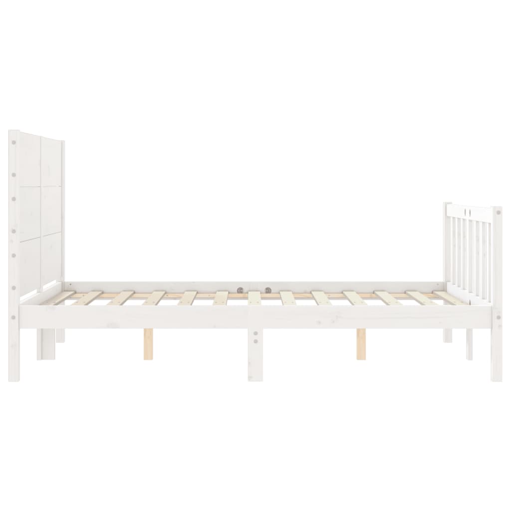 Bedframe met hoofdbord massief hout wit