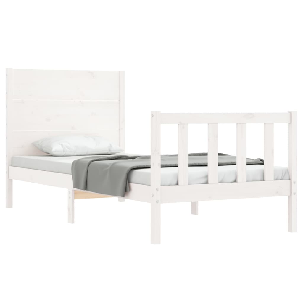 Bedframe met hoofdbord massief hout wit 100x200 cm Bedden & bedframes | Creëer jouw Trendy Thuis | Gratis bezorgd & Retour | Trendy.nl