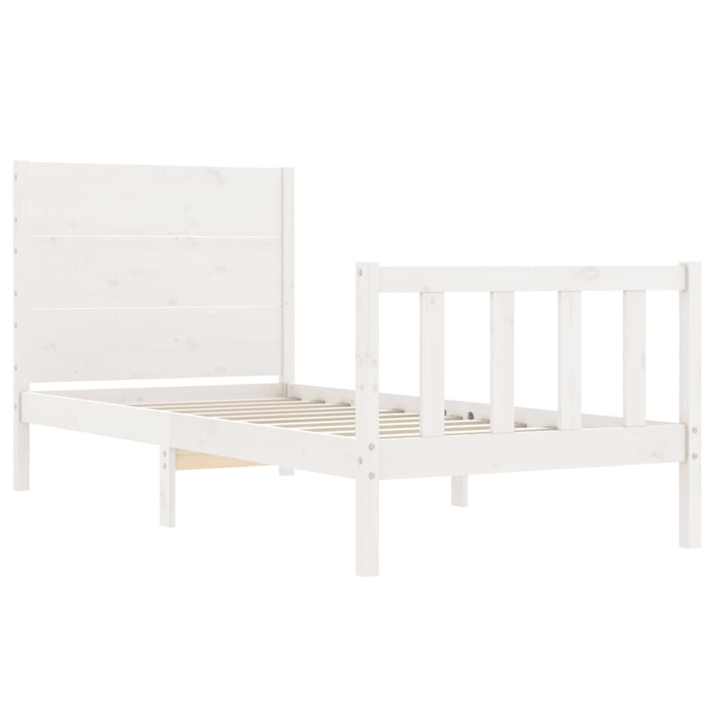 Bedframe met hoofdbord massief hout wit 100x200 cm Bedden & bedframes | Creëer jouw Trendy Thuis | Gratis bezorgd & Retour | Trendy.nl