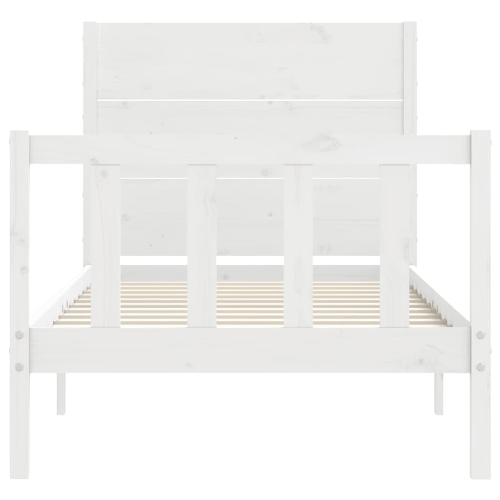 Bedframe met hoofdbord massief hout wit 100x200 cm Bedden & bedframes | Creëer jouw Trendy Thuis | Gratis bezorgd & Retour | Trendy.nl