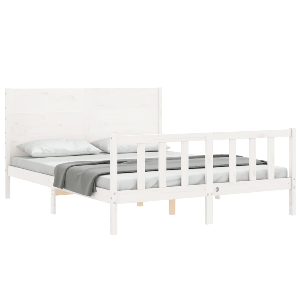 Bedframe zonder matras massief grenenhout wit 160x200 cm