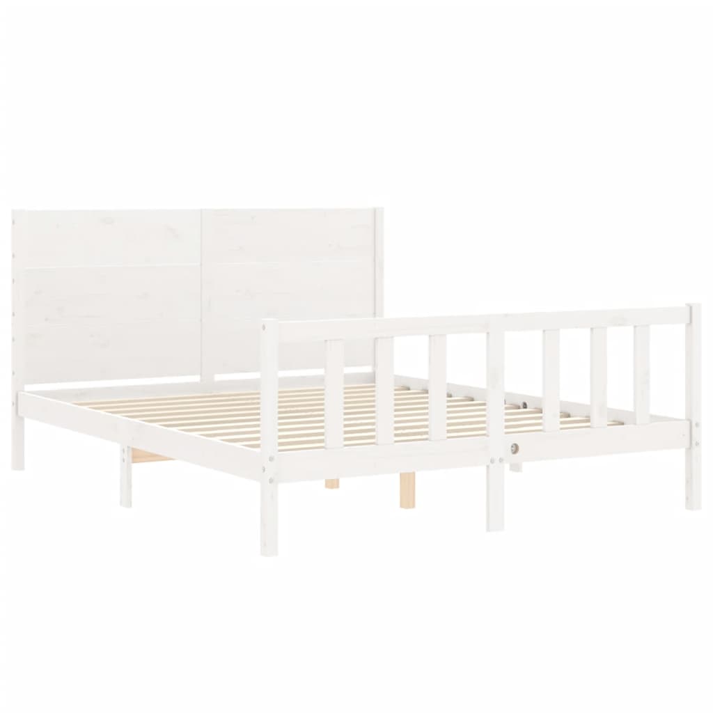 Bedframe zonder matras massief grenenhout wit 160x200 cm