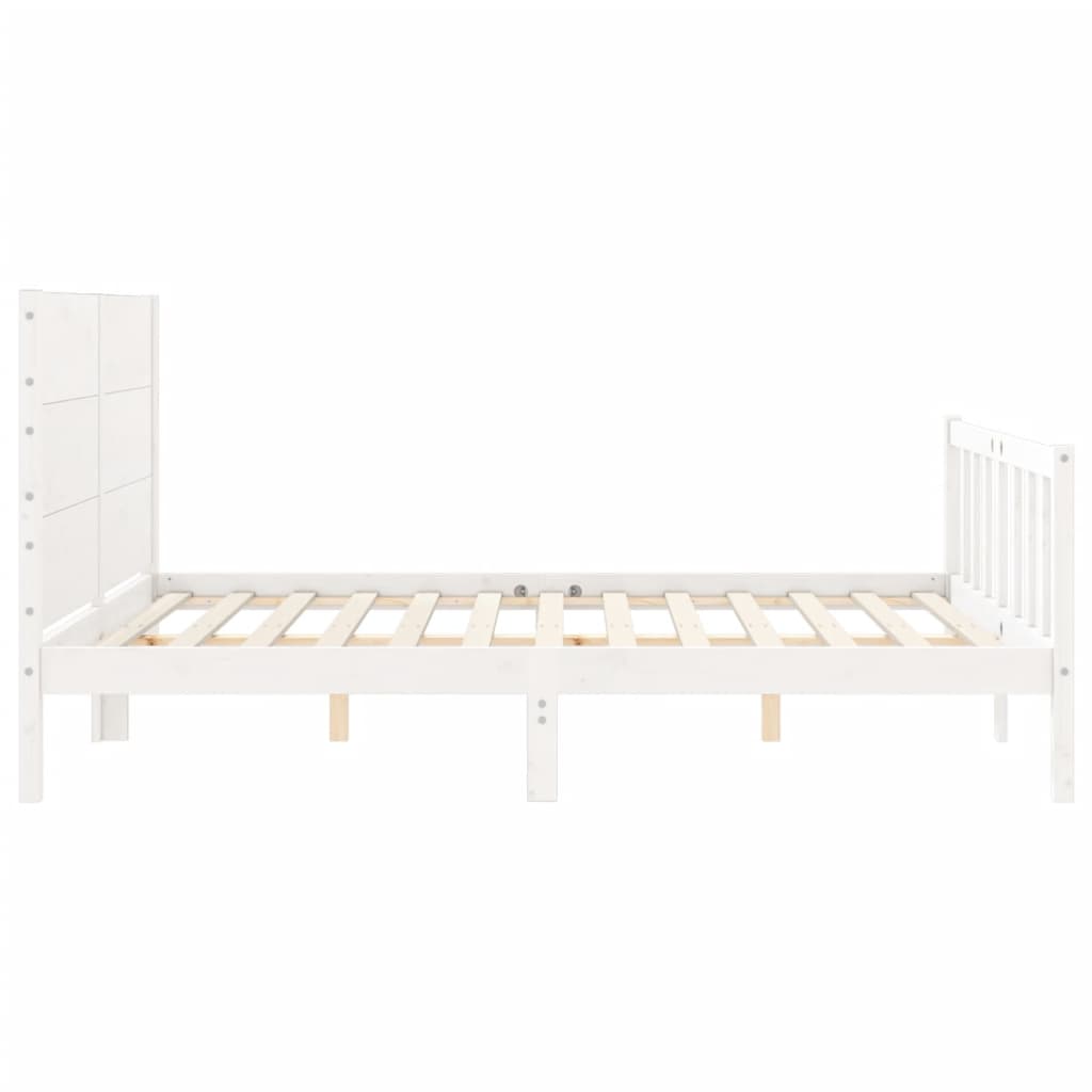 Bedframe zonder matras massief grenenhout wit 160x200 cm