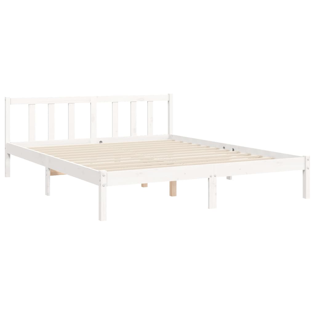 Bedframe zonder matras massief grenenhout wit 160x200 cm