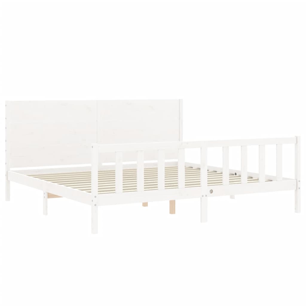 Bedframe met hoofdbord massief hout wit