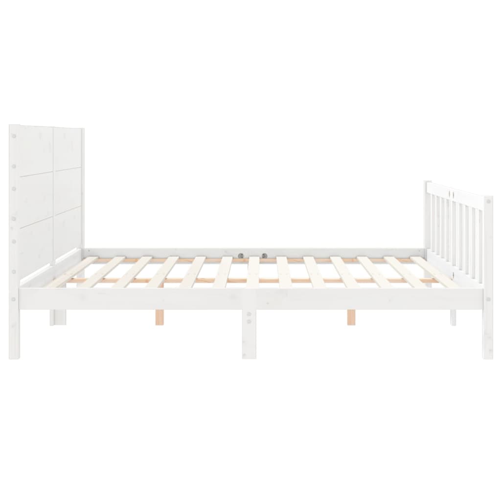 Bedframe met hoofdbord massief hout wit