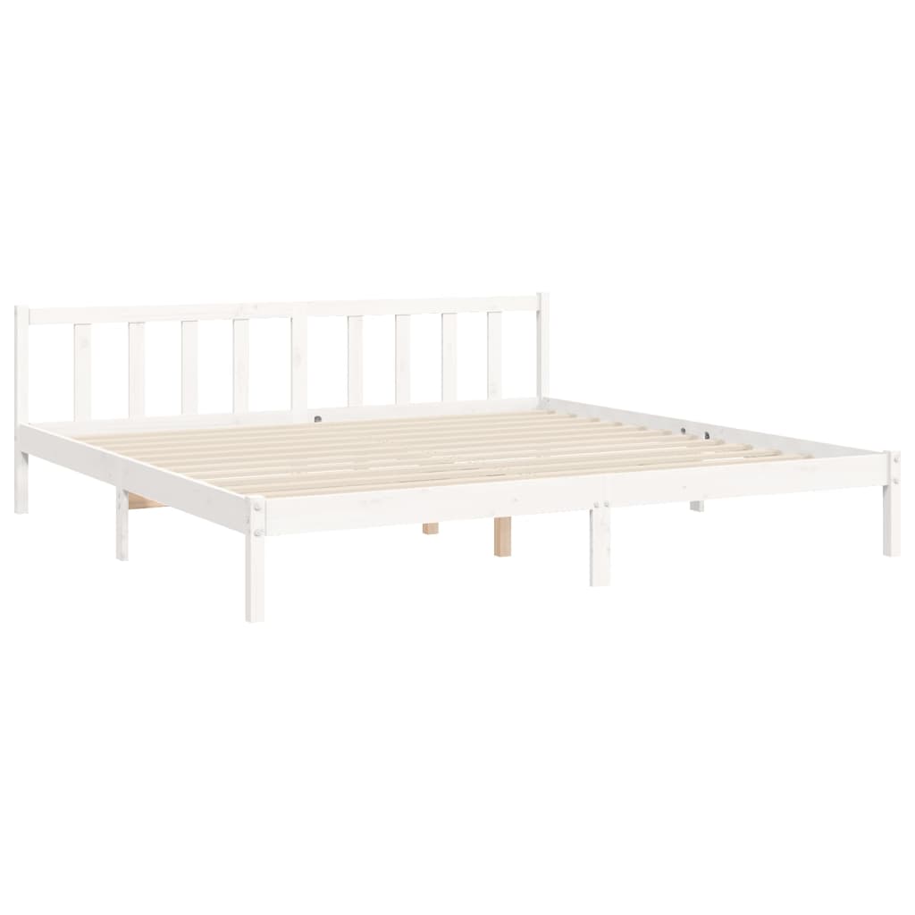 Bedframe met hoofdbord massief hout wit