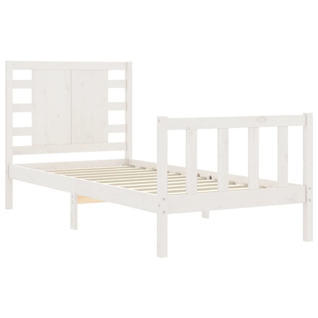 Bedframe met hoofdbord massief hout wit