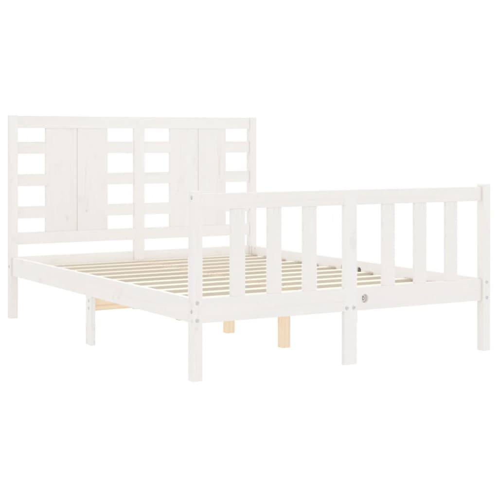 Bedframe met hoofdbord massief hout wit