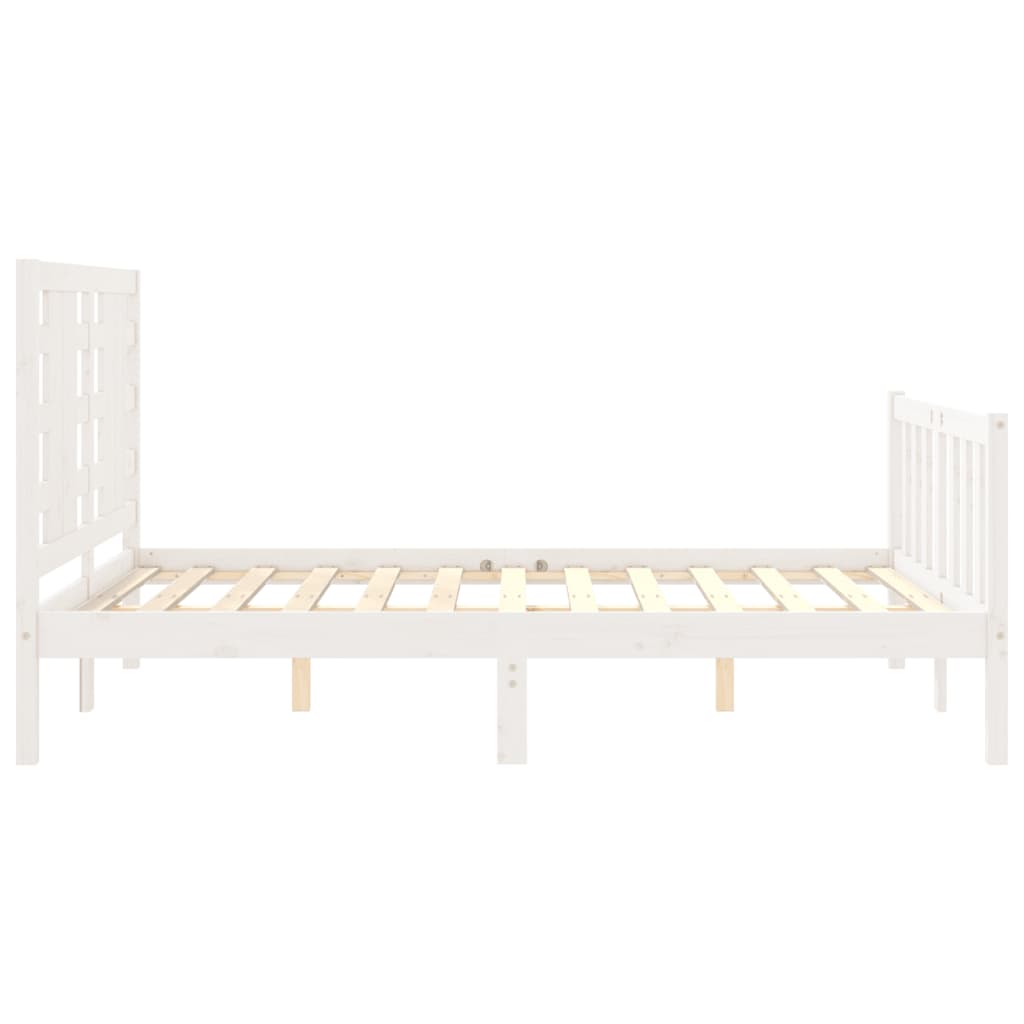 Bedframe met hoofdbord massief hout wit