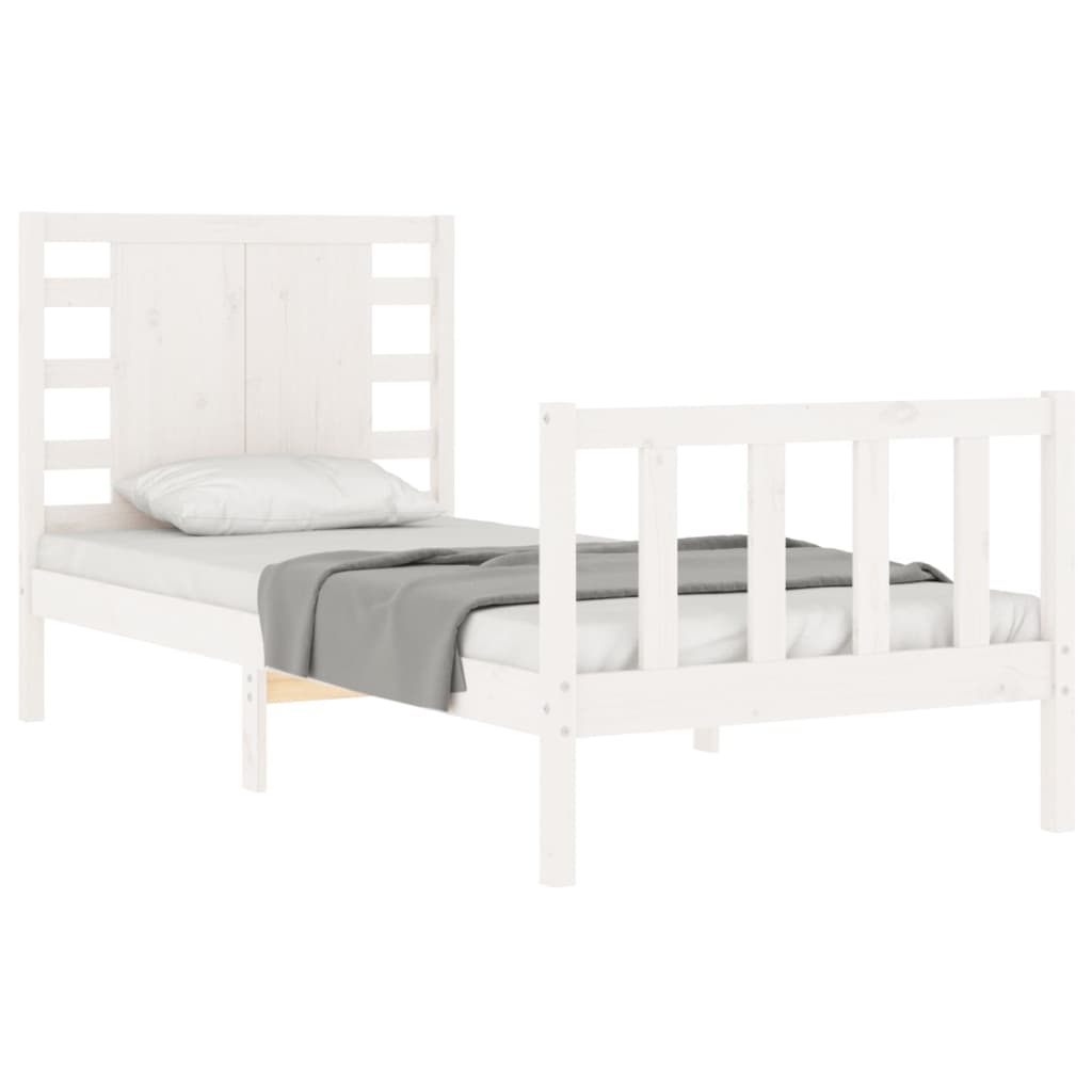 Bedframe met hoofdbord massief hout wit 100x200 cm Bedden & bedframes | Creëer jouw Trendy Thuis | Gratis bezorgd & Retour | Trendy.nl