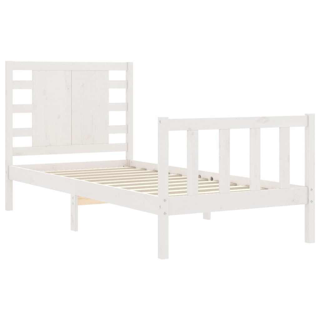 Bedframe met hoofdbord massief hout wit 100x200 cm Bedden & bedframes | Creëer jouw Trendy Thuis | Gratis bezorgd & Retour | Trendy.nl