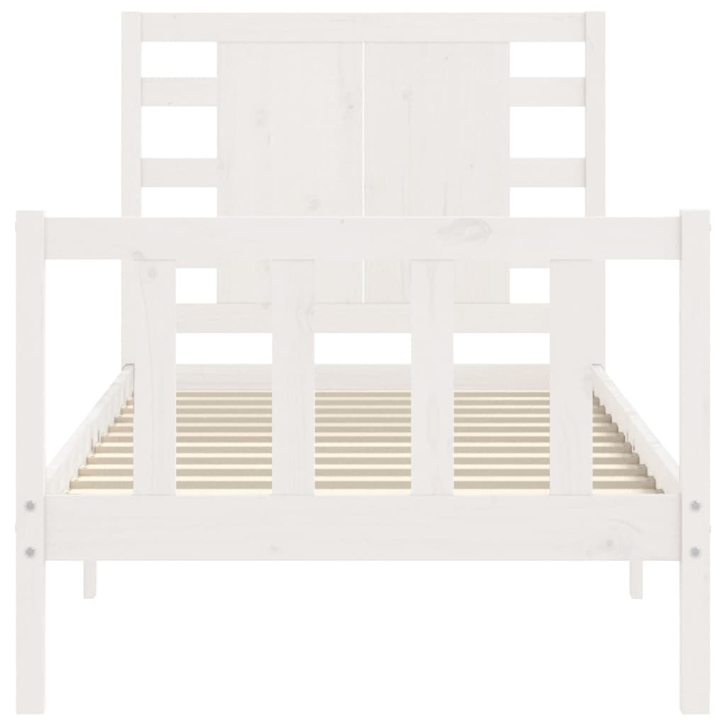 Bedframe met hoofdbord massief hout wit 100x200 cm Bedden & bedframes | Creëer jouw Trendy Thuis | Gratis bezorgd & Retour | Trendy.nl