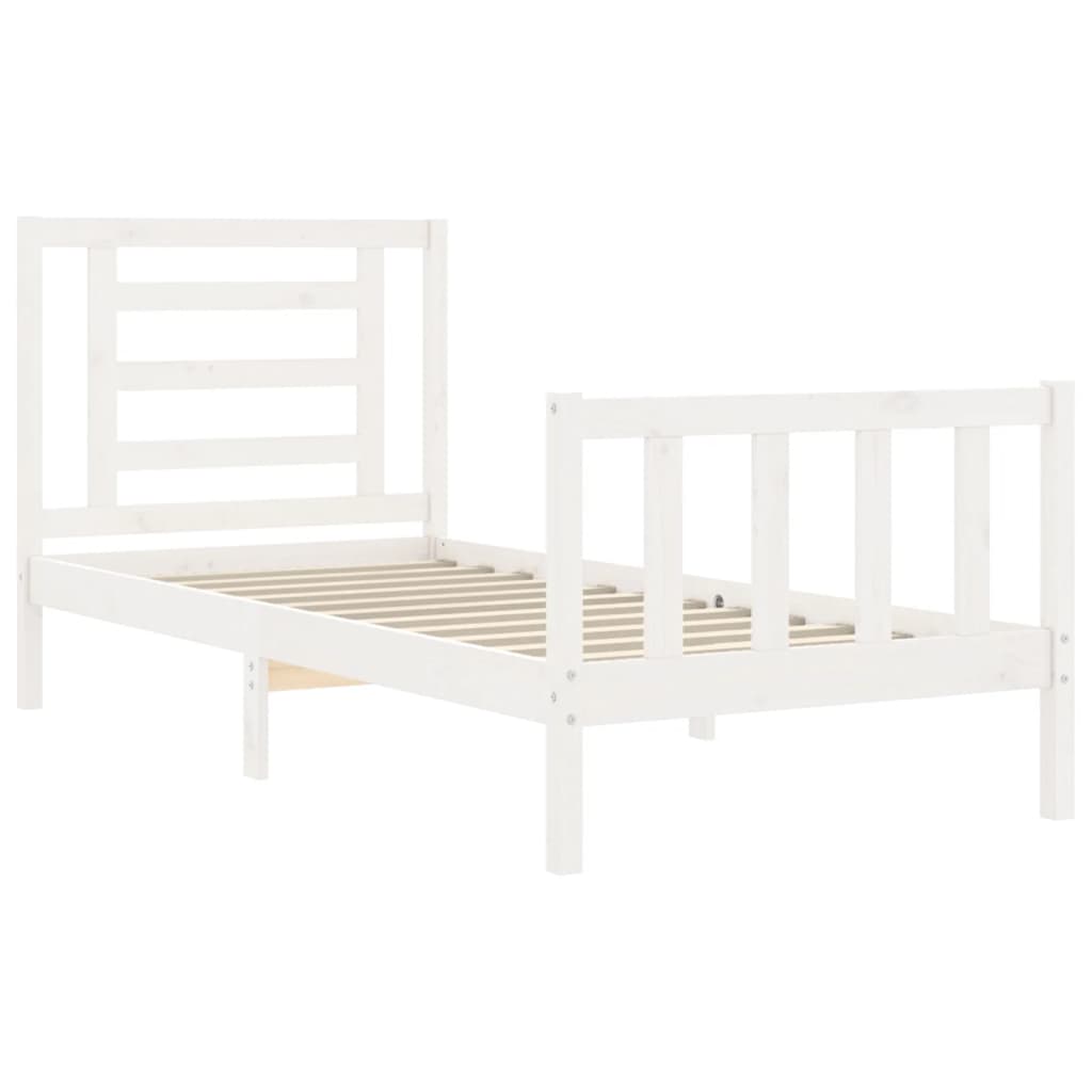 Bedframe met hoofdbord massief hout wit