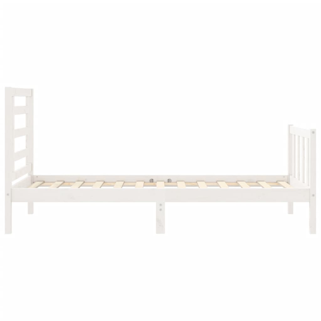 Bedframe met hoofdbord massief hout wit