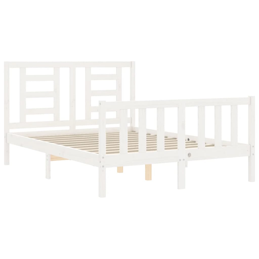 Bedframe met hoofdbord massief hout wit