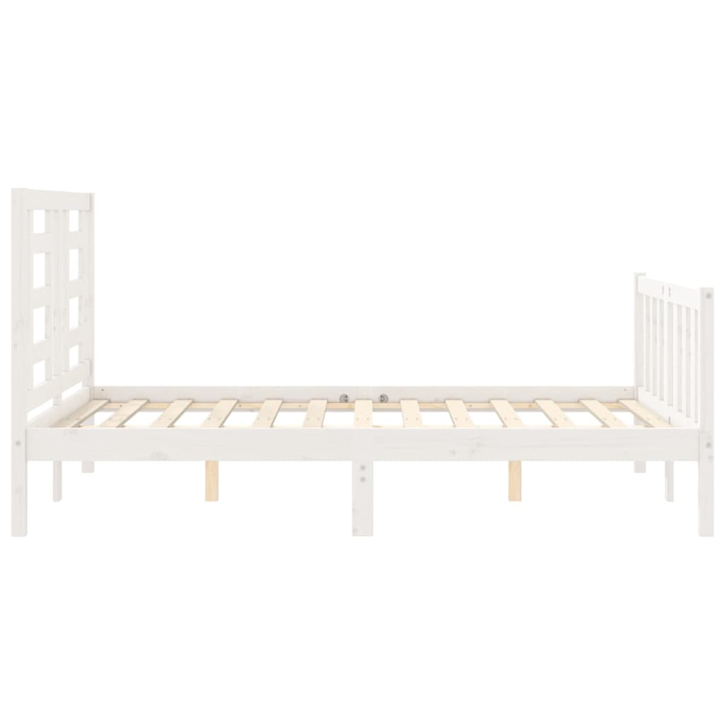 Bedframe met hoofdbord massief hout wit