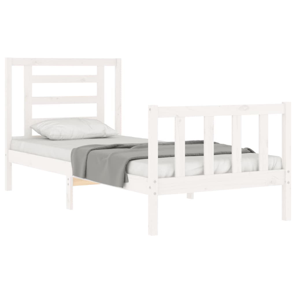 Bedframe zonder matras massief grenenhout wit 140x200 cm