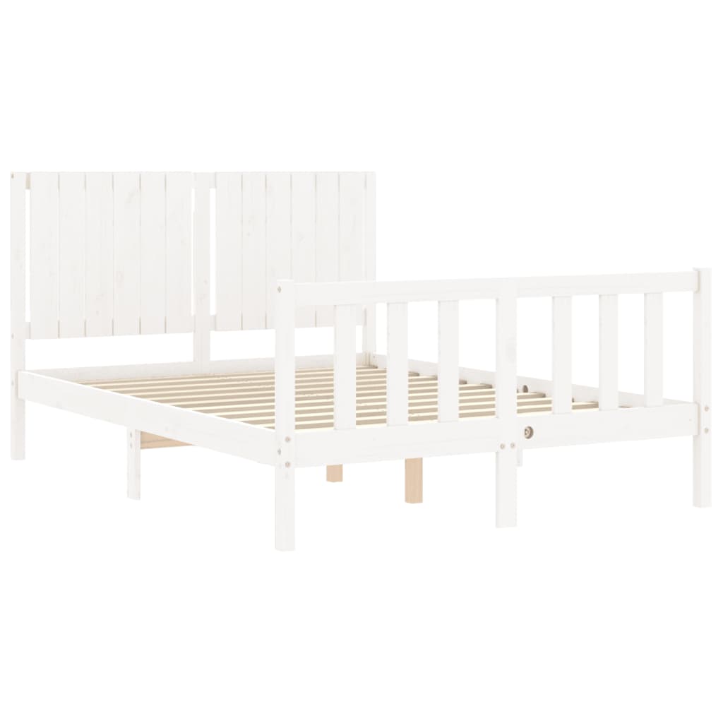 Bedframe met hoofdbord massief hout wit