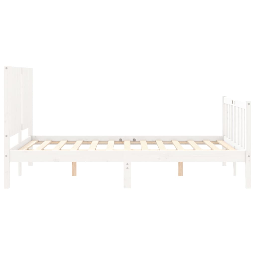 Bedframe met hoofdbord massief hout wit