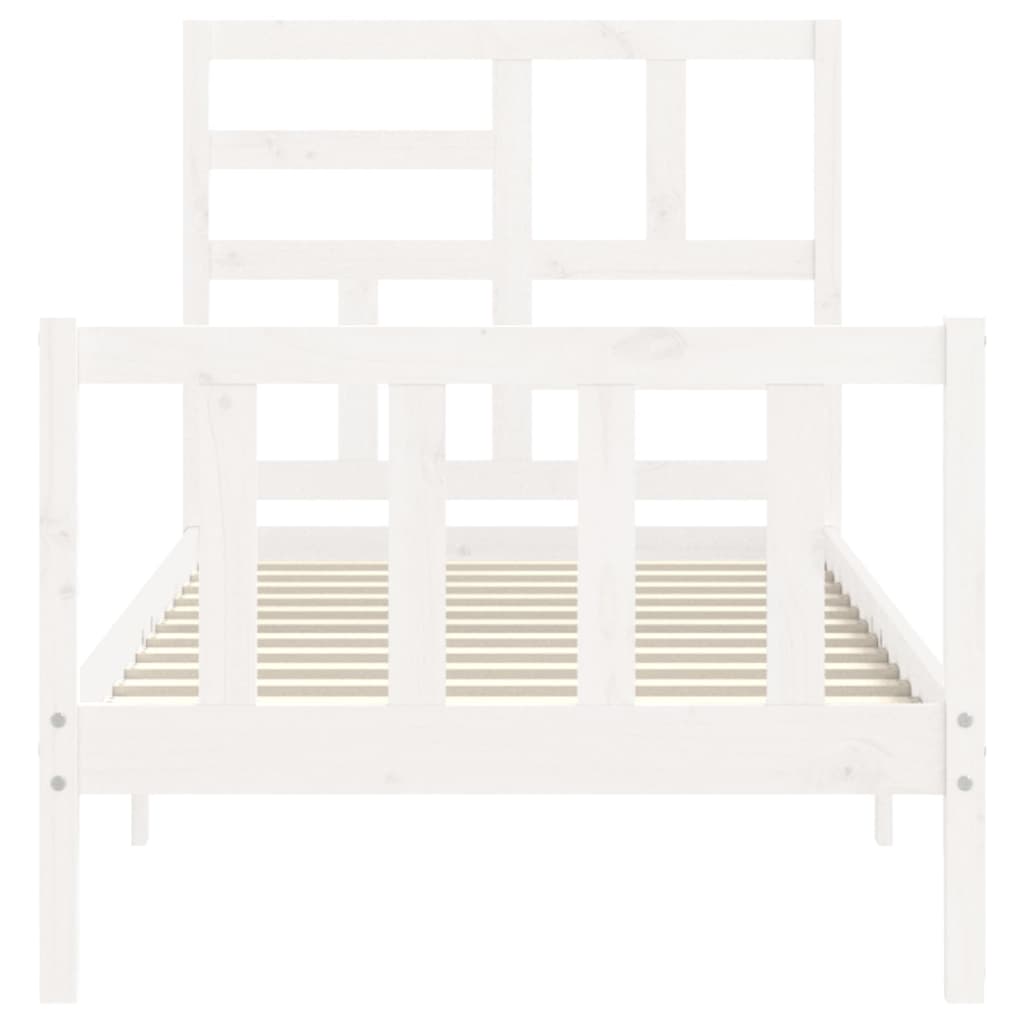 Bedframe met hoofdbord massief hout wit